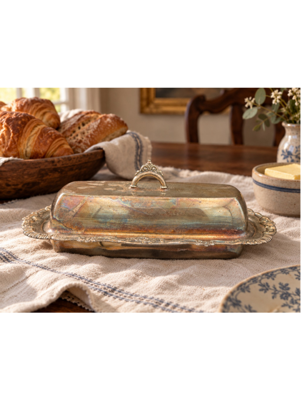 Vintage/Antique Butter Dish w/ Lid - Wallace Georgian Silver-plate - Grandmacore
